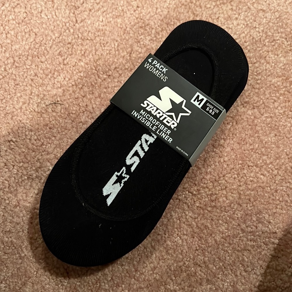 NWT 4pk Women’s Starter Black Microfiber Invisible Liner Socks